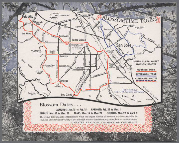 Blossomtime Tours, Santa Clara Valley Blossom Routes, circa 1953